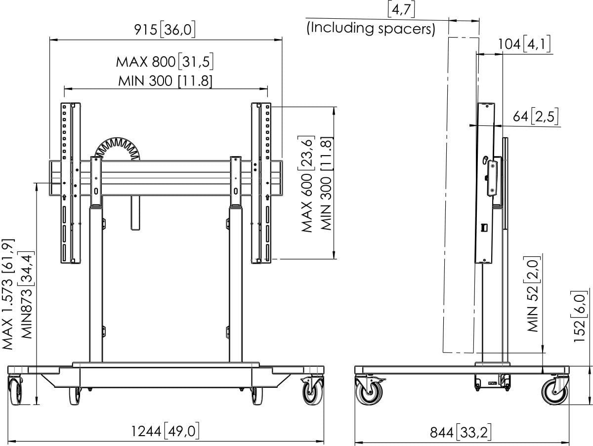 RISE 4200 Trolley mit elektrischem Display Lift DirectControl | Vogel's