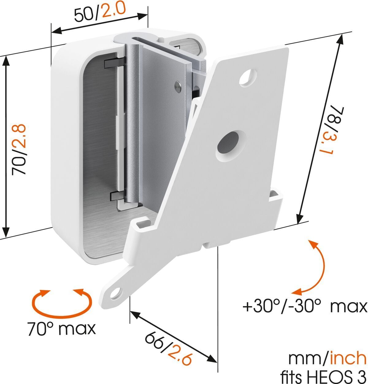 SOUND 5203 Speaker Wall Mount for Denon HEOS 3 (white) | Vogel's
