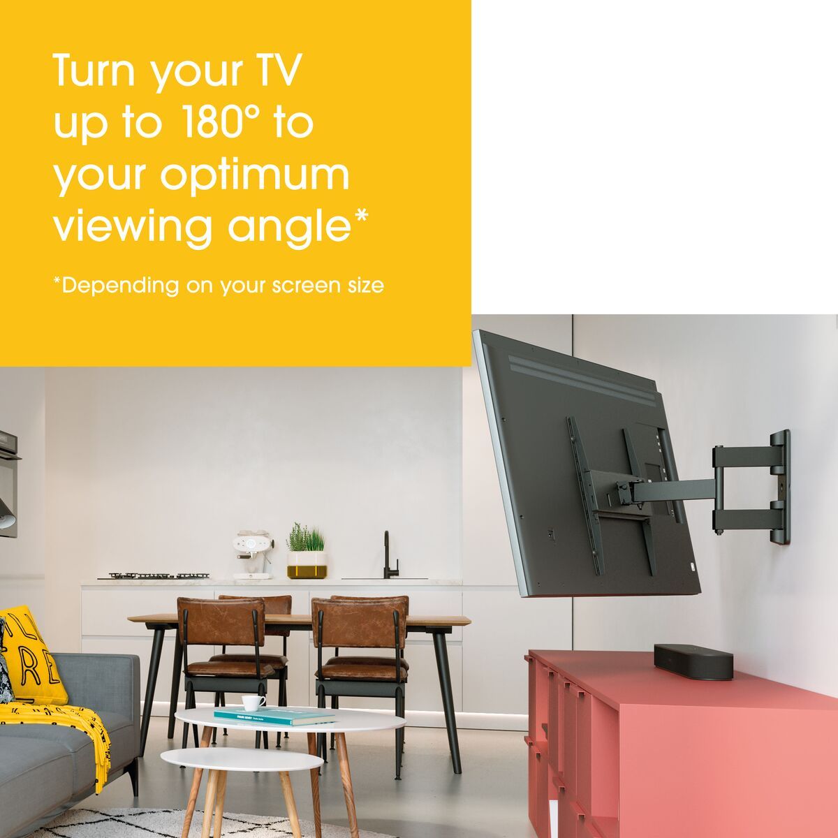 Staffa TV Inclinabile Perlesmith Per TV 26-65 Pollici, VESA Universale, Peso Max 45kg, Nera - Foto 4