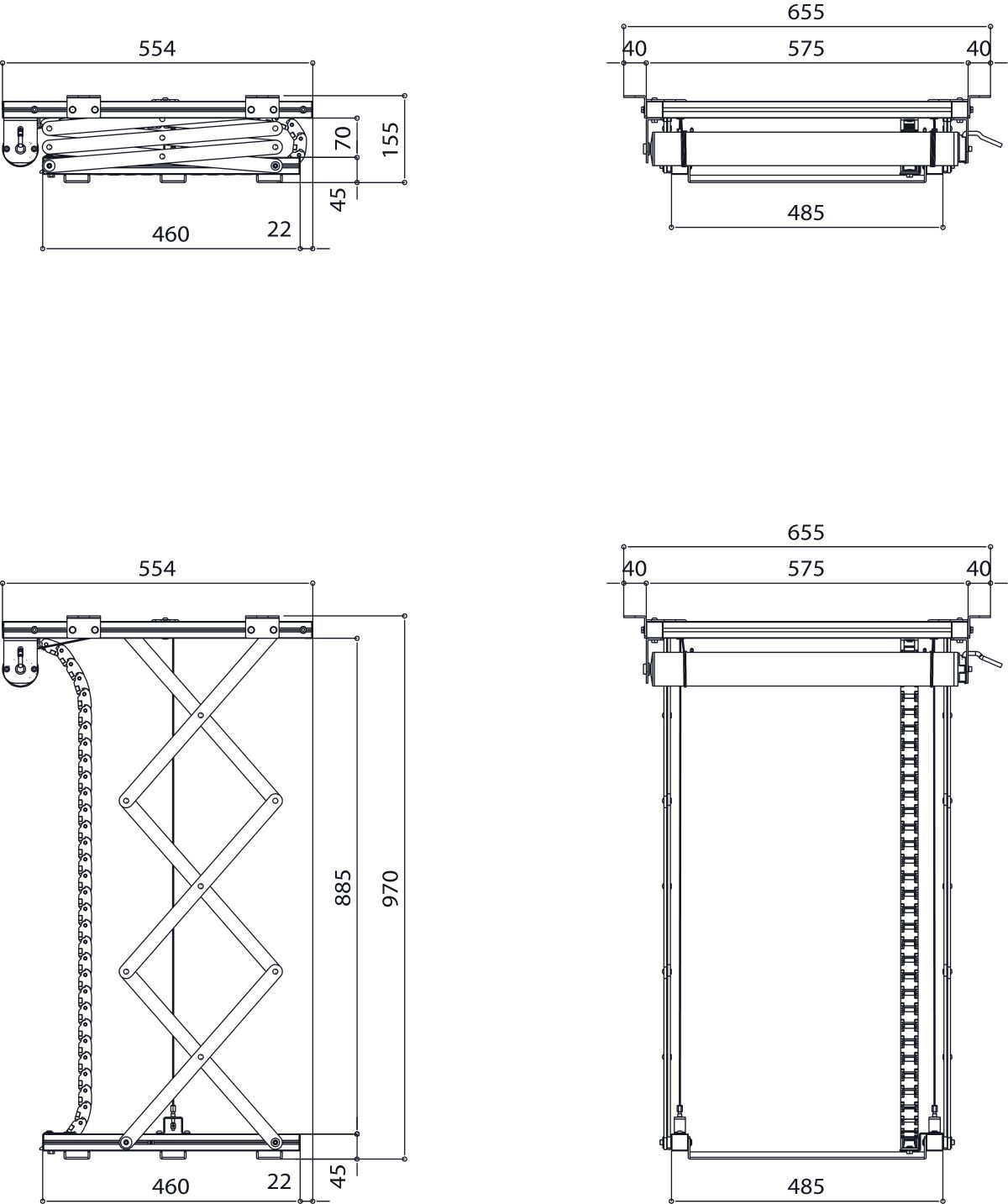 Vogel's PPL 2100 Projectorlift - Dimensions
