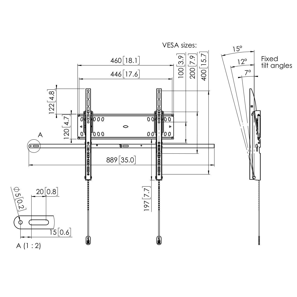 Vogel's PFW 4510 Display Wall Mount Dimensions
