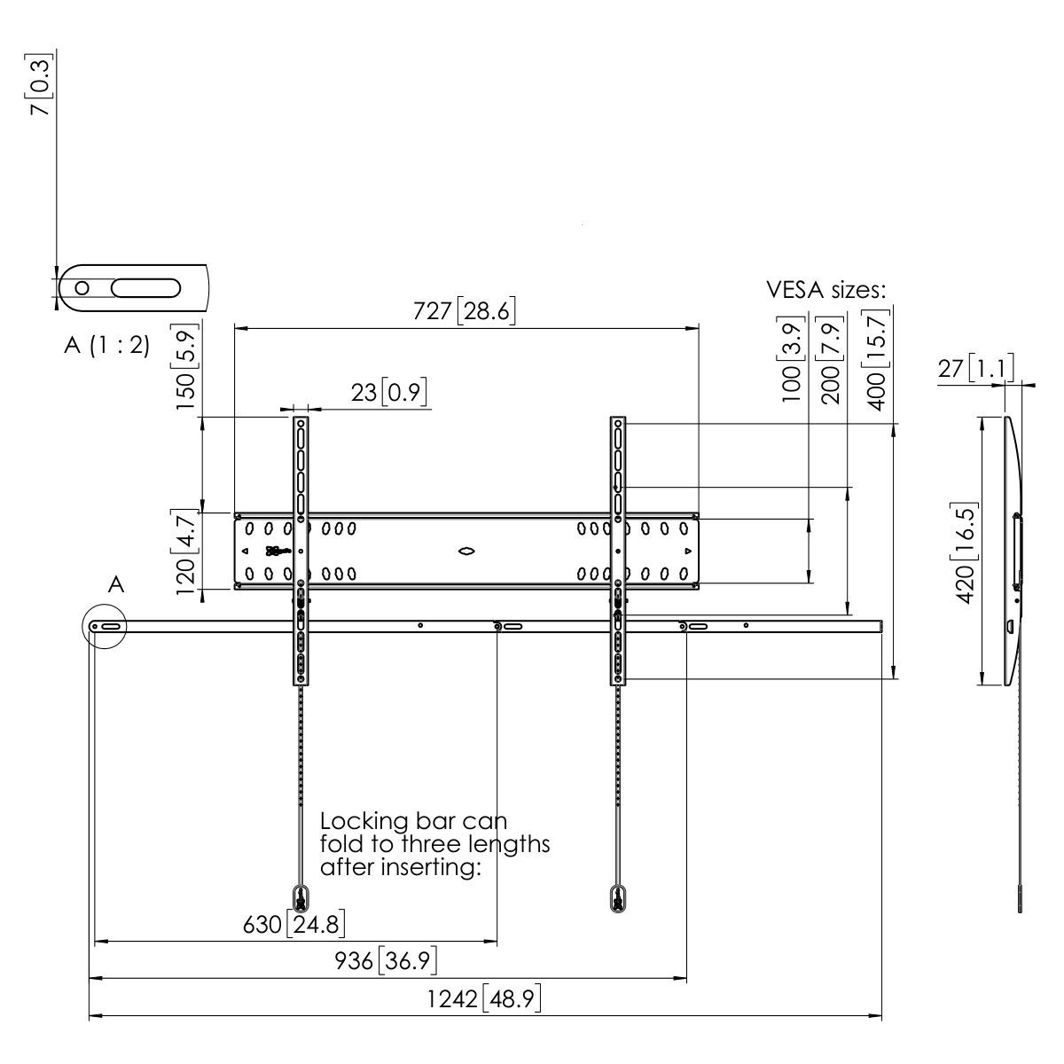 Vogel's PFW 4700 Bildschirm Wandhalterung Dimensions