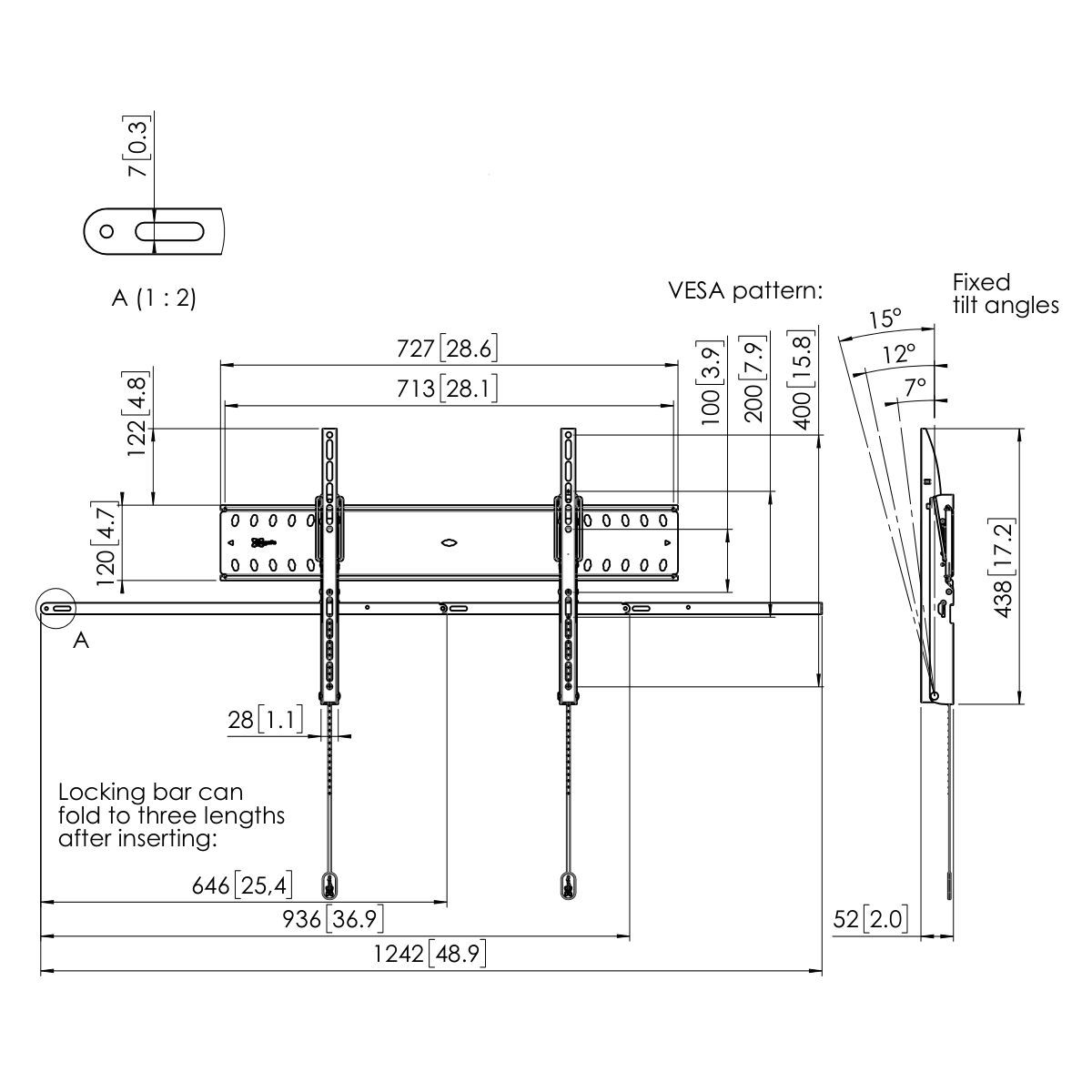 Vogel's PFW 4710 Display Wall Mount Dimensions