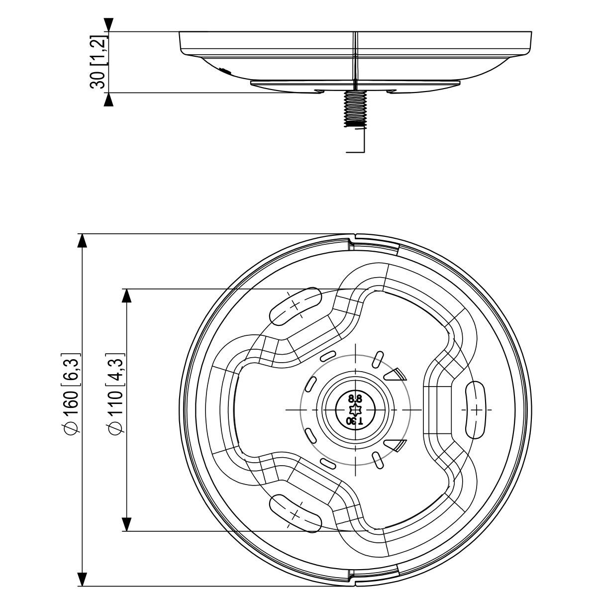 Vogel's PUC 1011 Placa de techo - Dimensions