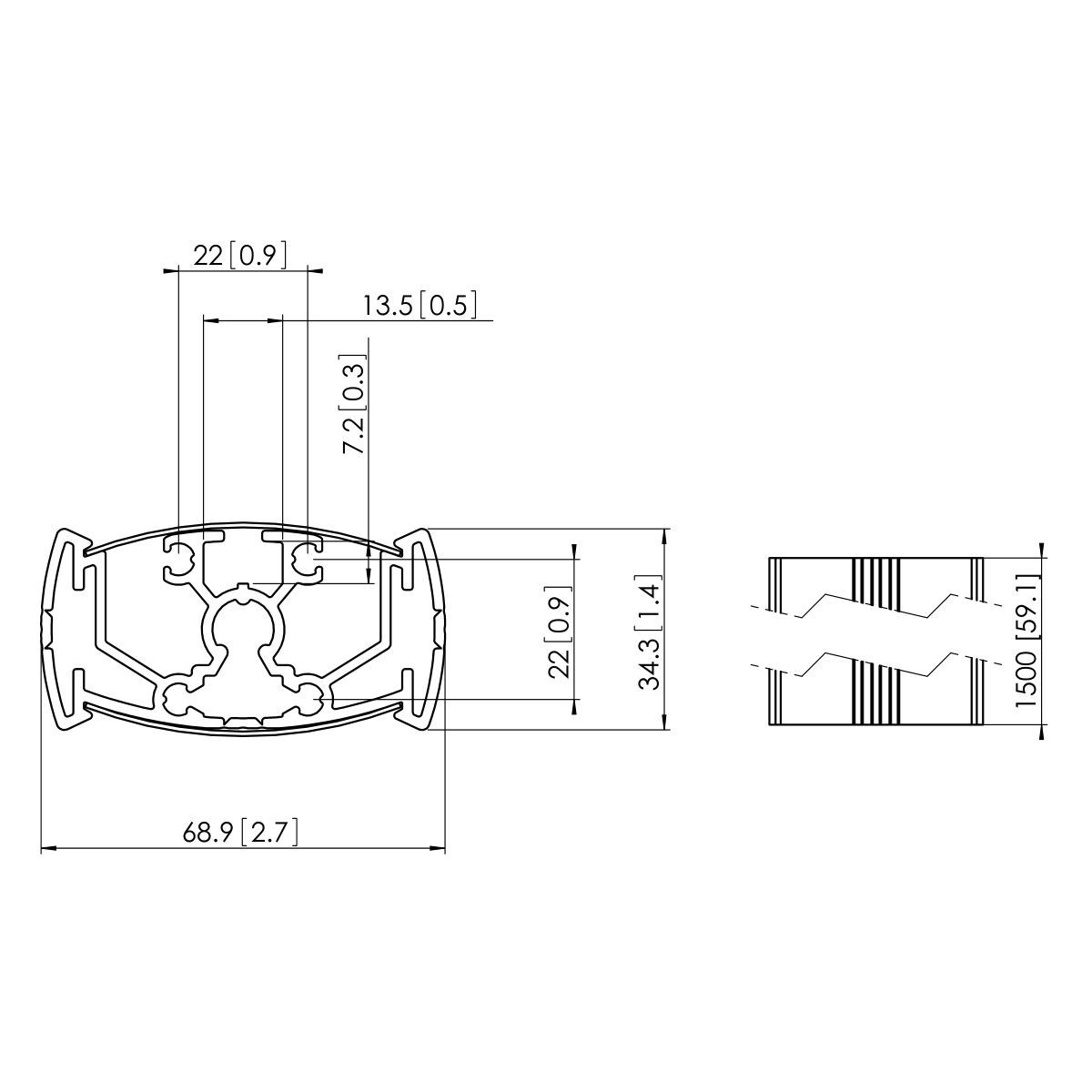 Vogel's PUC 2315 Pole 150 cm - Dimensions