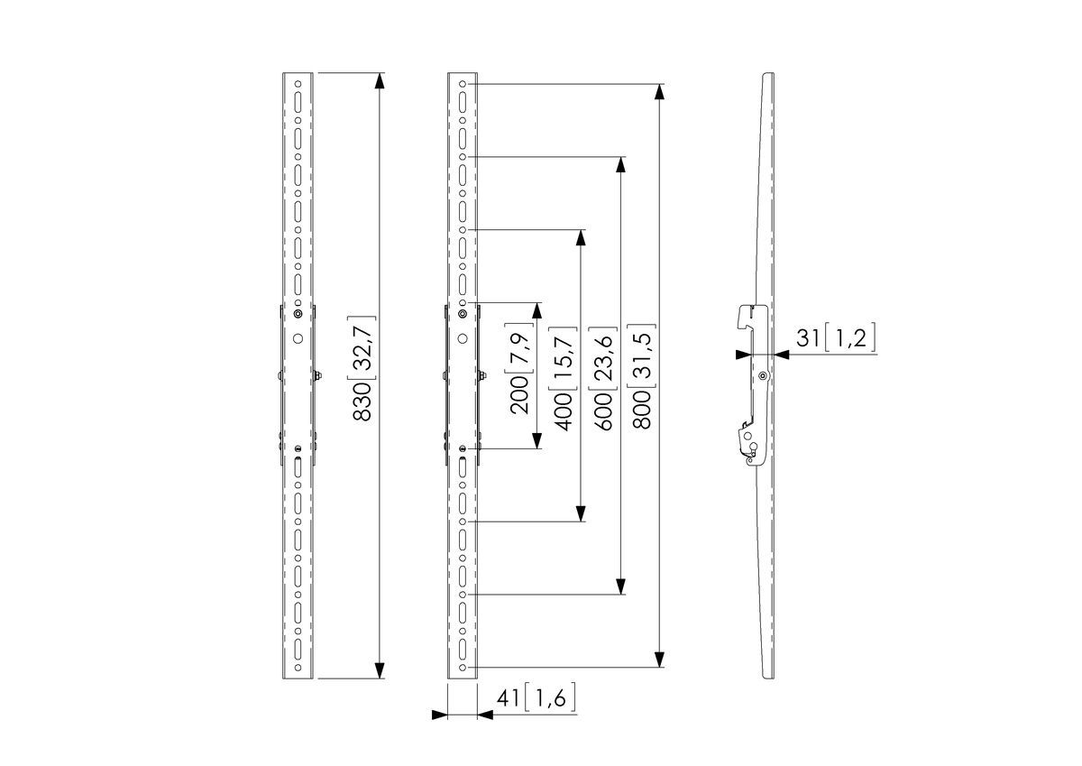 Vogel's PFS 3208 Bandes interface écran - Dimensions