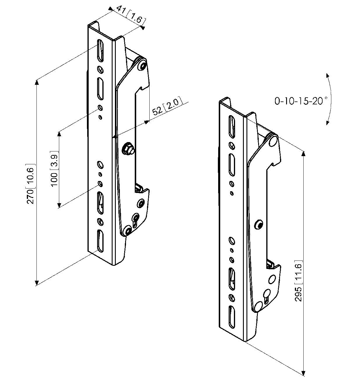 Vogel's PFS 3302 tiras de interfaz para pantalla - Dimensions