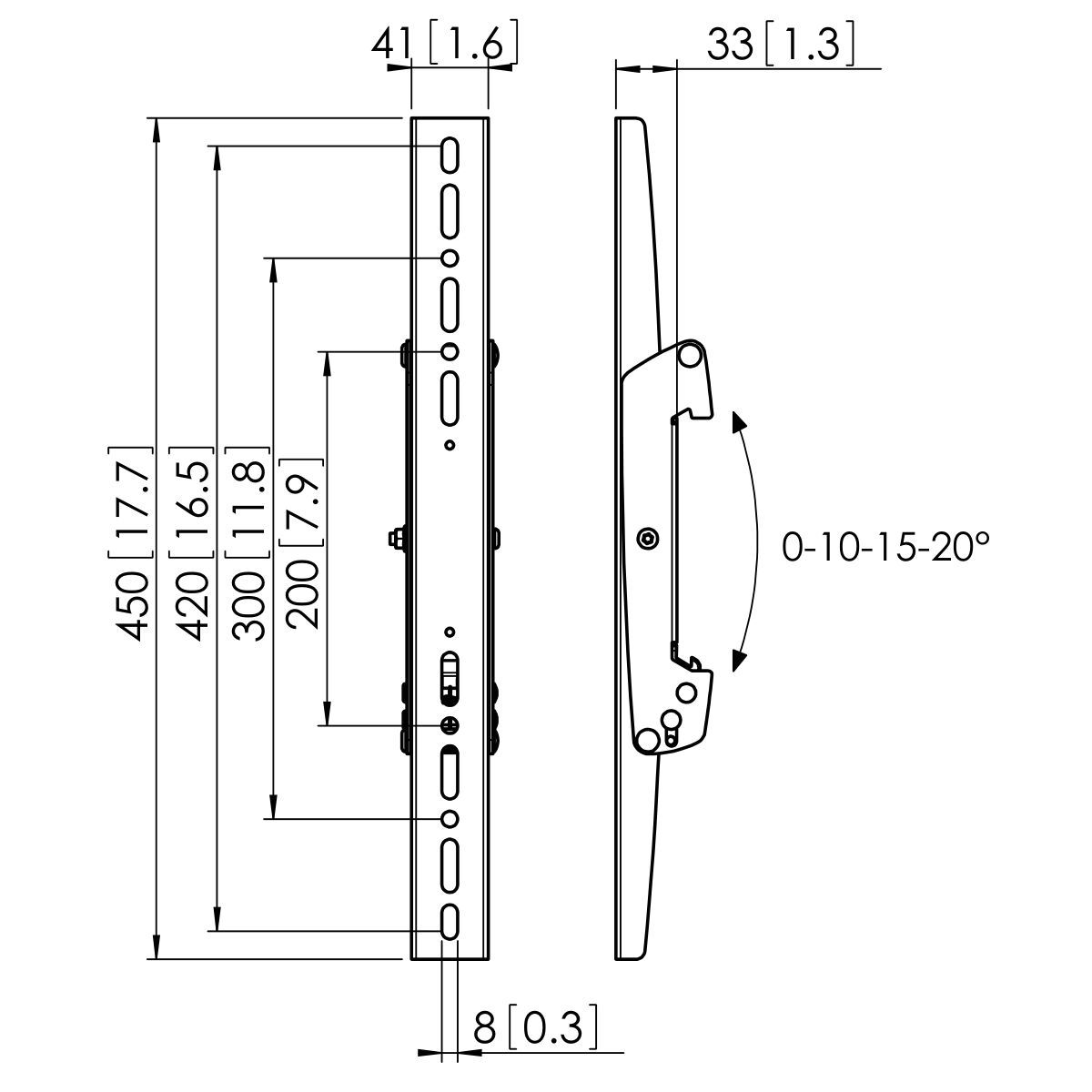 Vogel's PFS 3304 Display Interface Strips - Dimensions