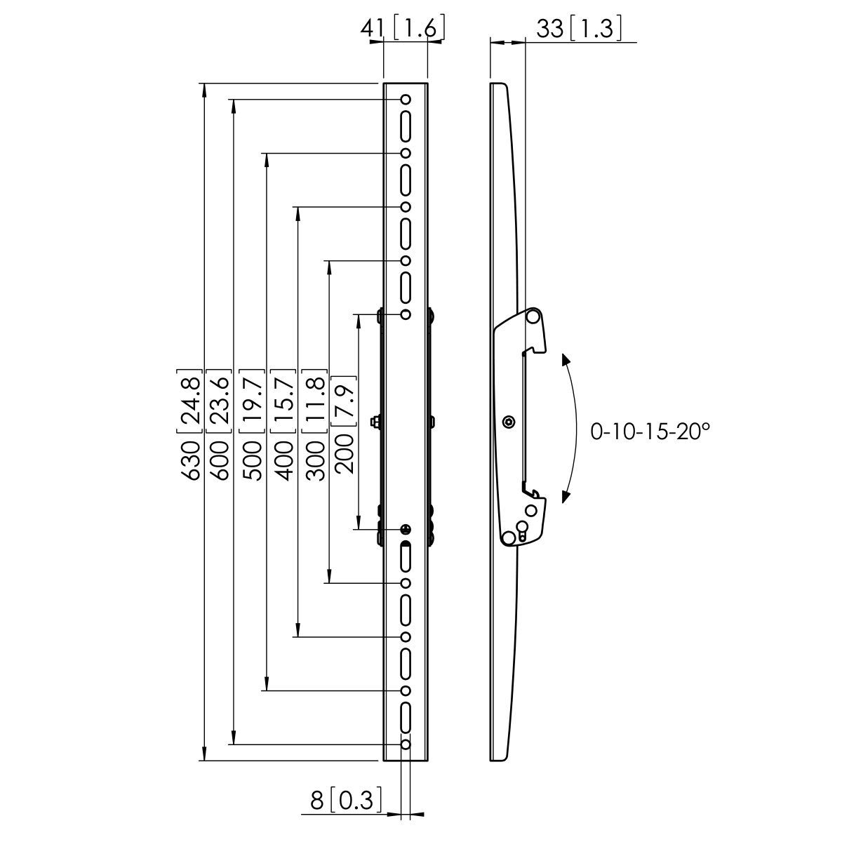 Vogel's PFS 3306 Display-Adapterstrips - Dimensions