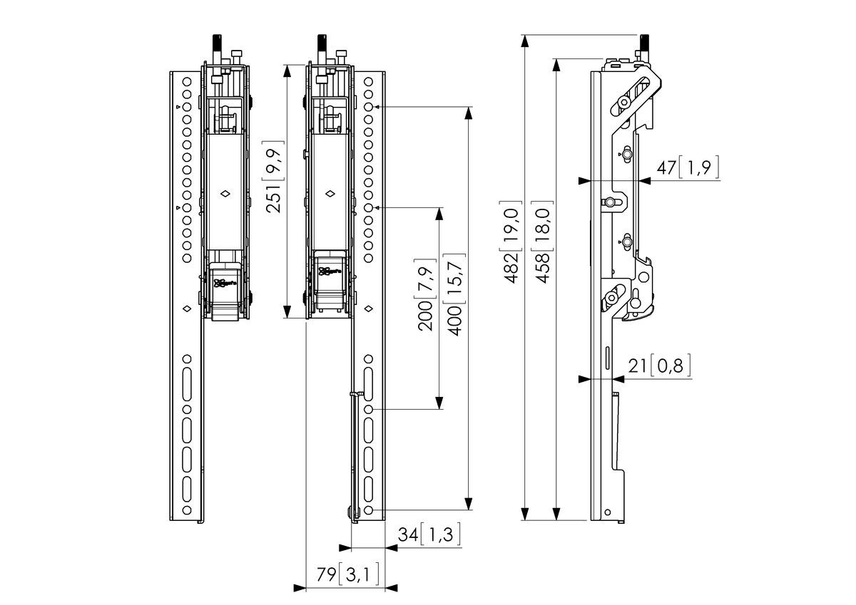 Vogel's PFS 3504 Display Interface Strips - Dimensions