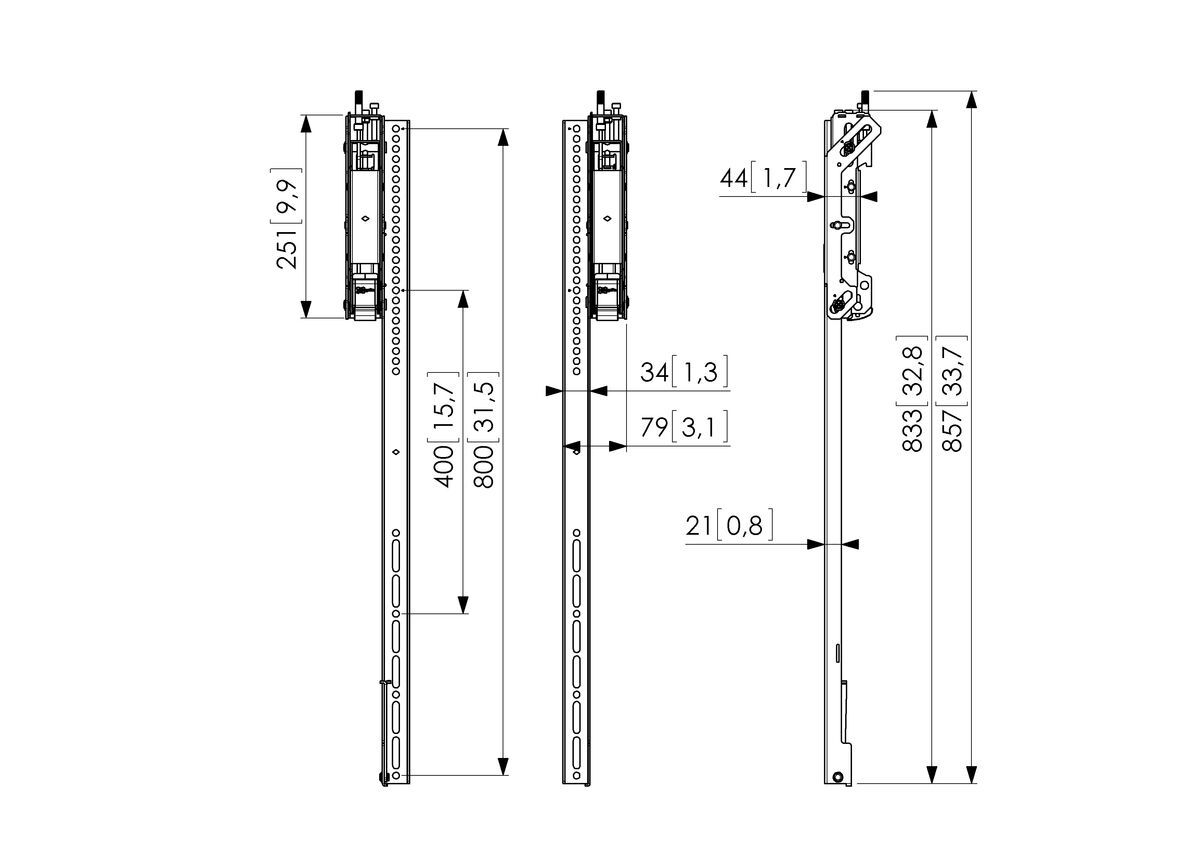 Vogel's PFS 3508 Display Interface Strips - Dimensions