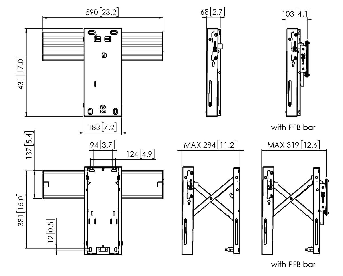 Vogel's PFW 6706 Video Wall Pop-Out Mount Dimensions