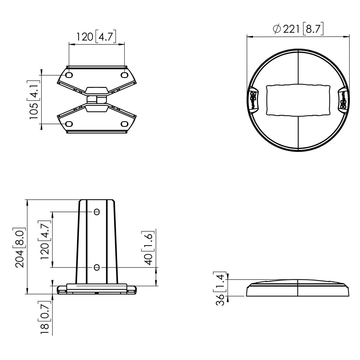 Vogel's PFF 7960 Floor mounting plate - Dimensions