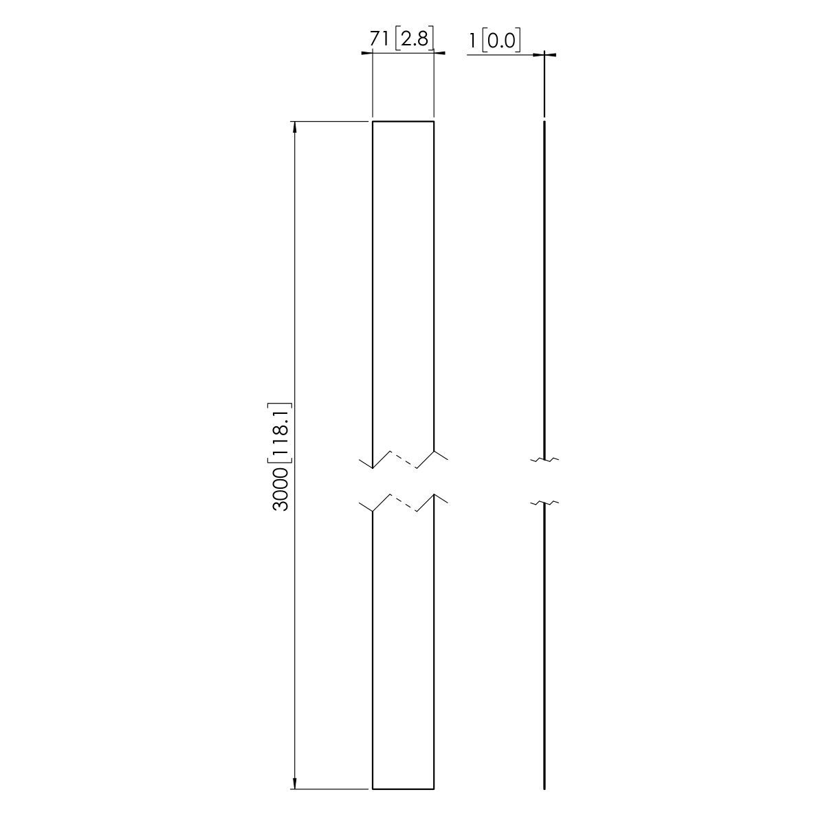 Vogel's PFA 9107 Pole Cover for PUC 25 - Dimensions