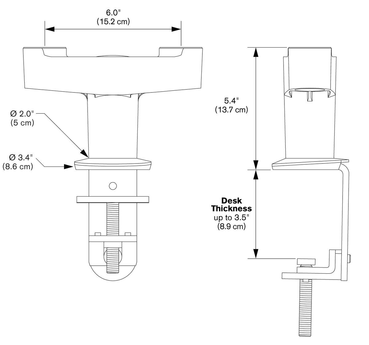Vogel's PFA 9125S Adapter - Dimensions