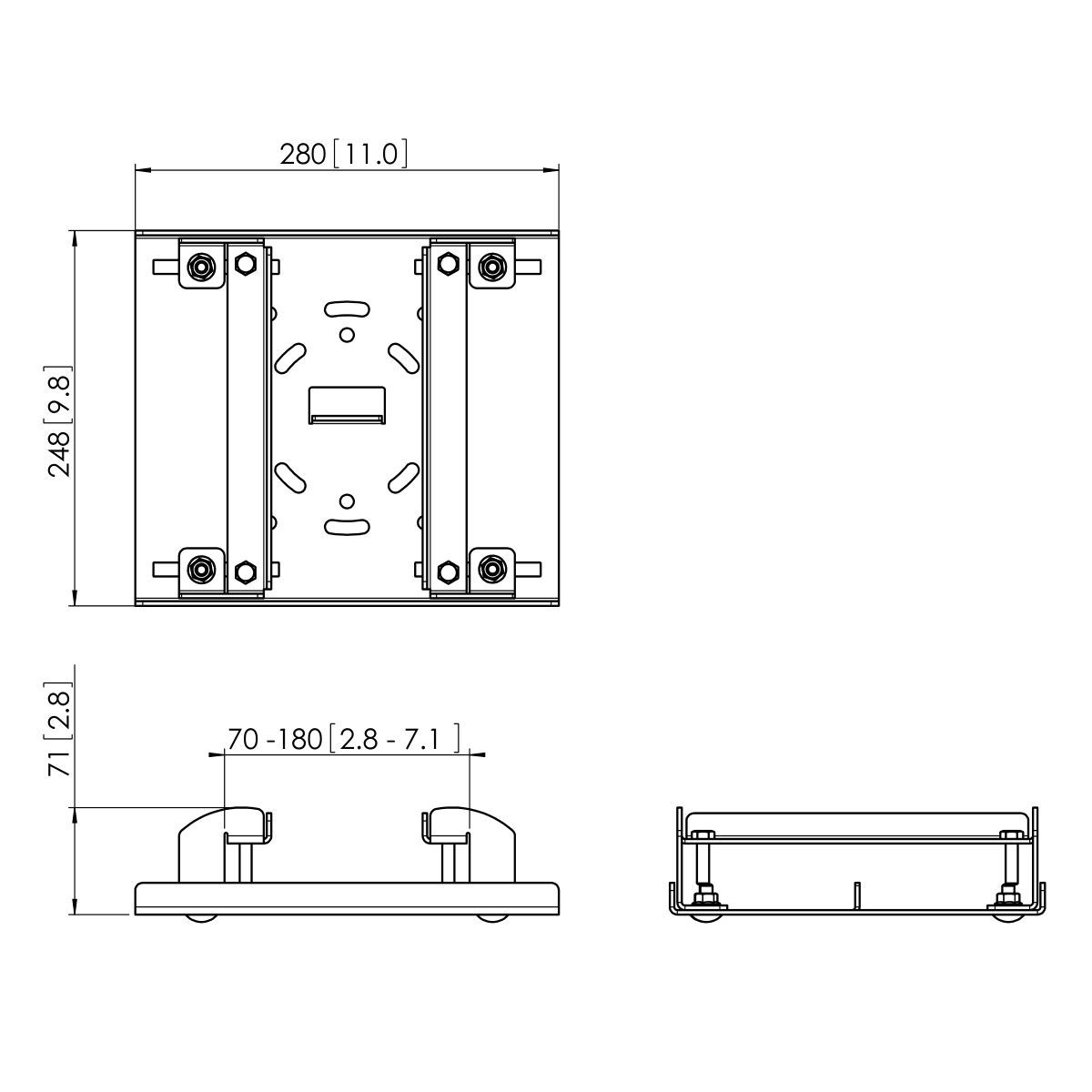 Vogel's PUA 9505 Girder / H-beam clamp 70-180 mm - Dimensions