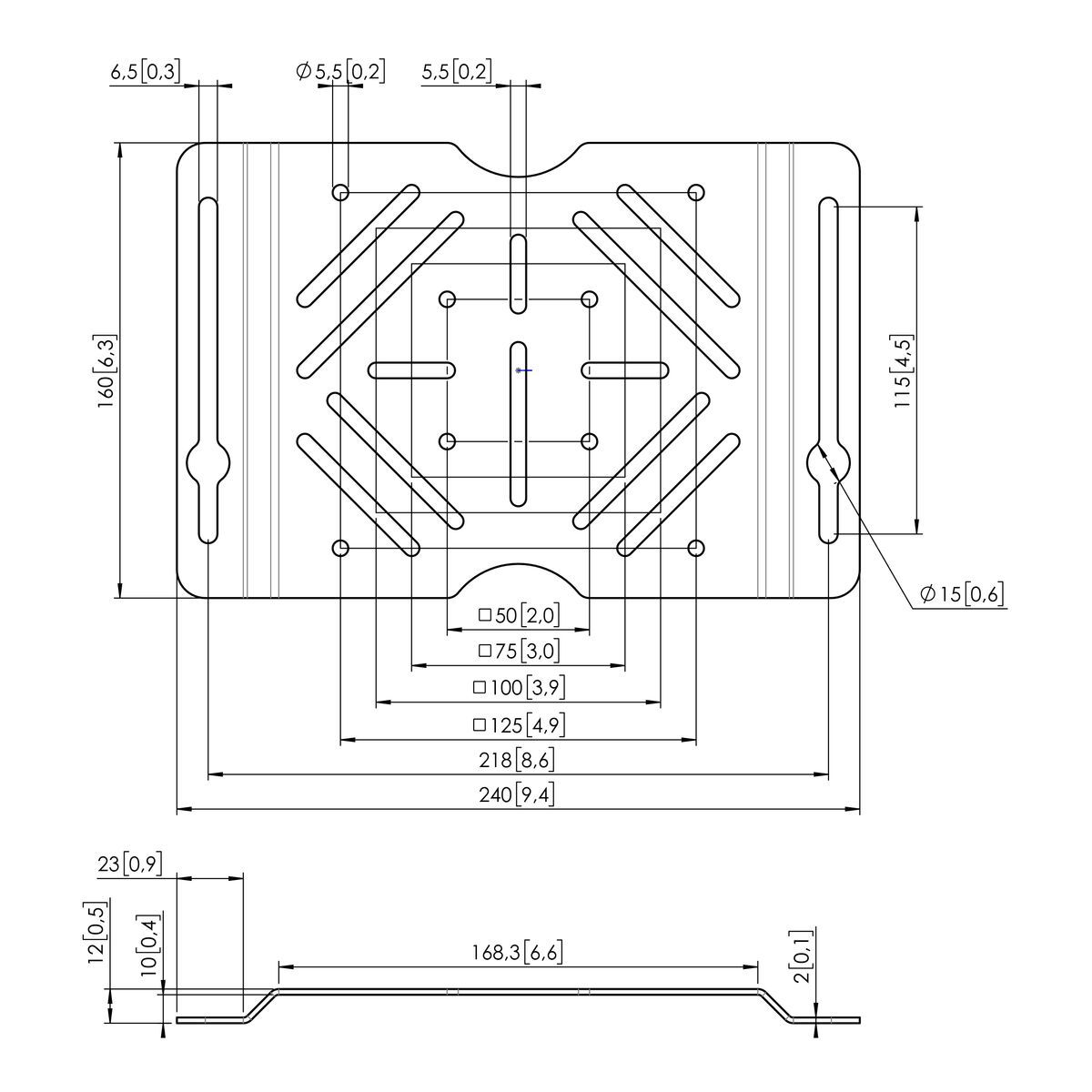 Vogel's RISE A142 Montagehalterung Peripheriegeräte Dimensions