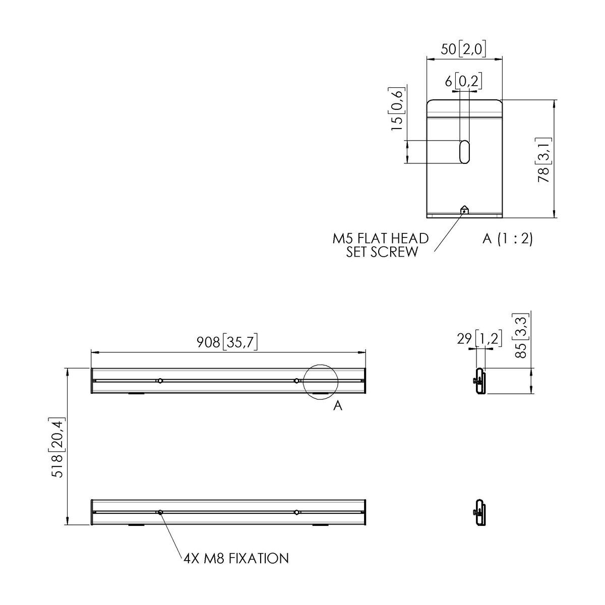 Vogel's RISE A164 Ständerwandadapter für RISE 2xxx Dimensions