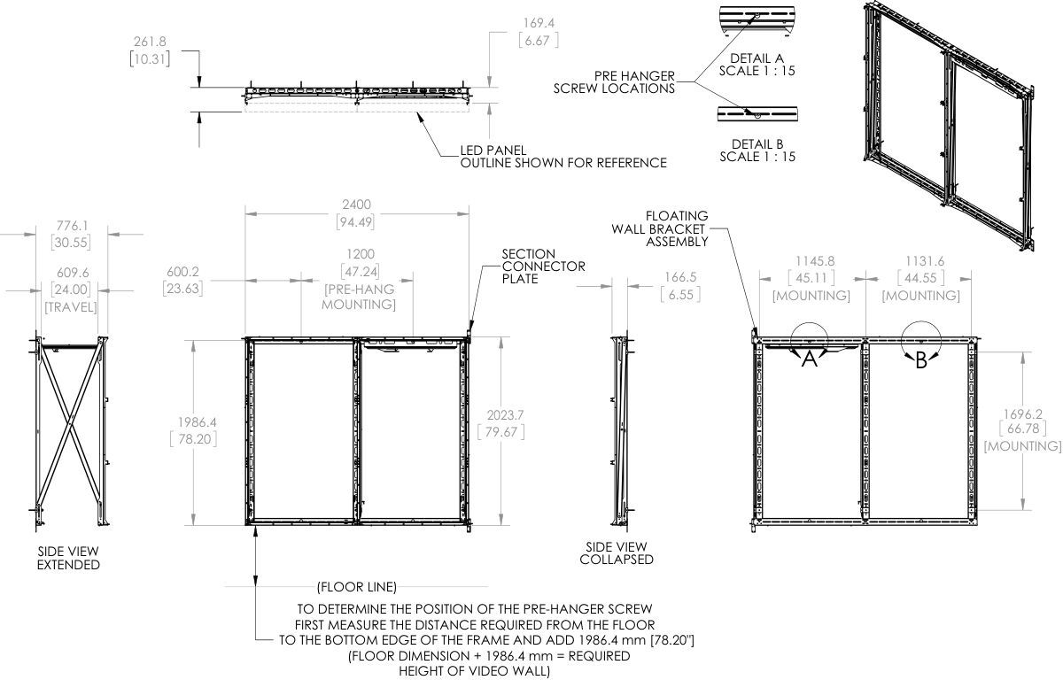 Vogel's PLW 1004 2x3 LED video wall mount - Dimensions