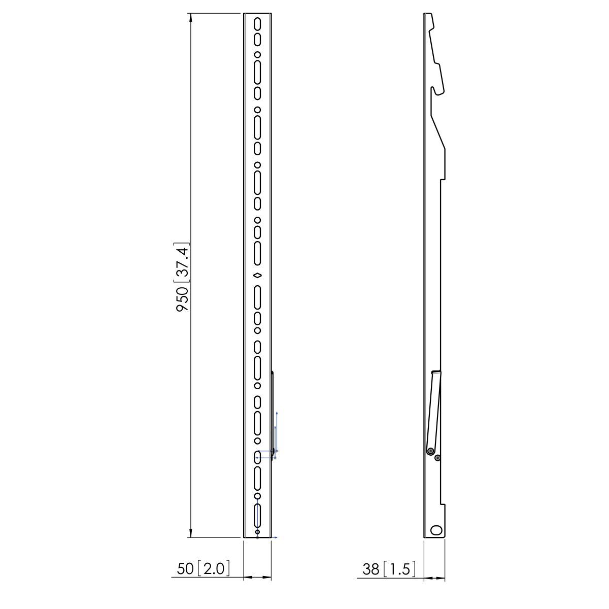 Vogel's PFW 5909 Display interface strips - Dimensions