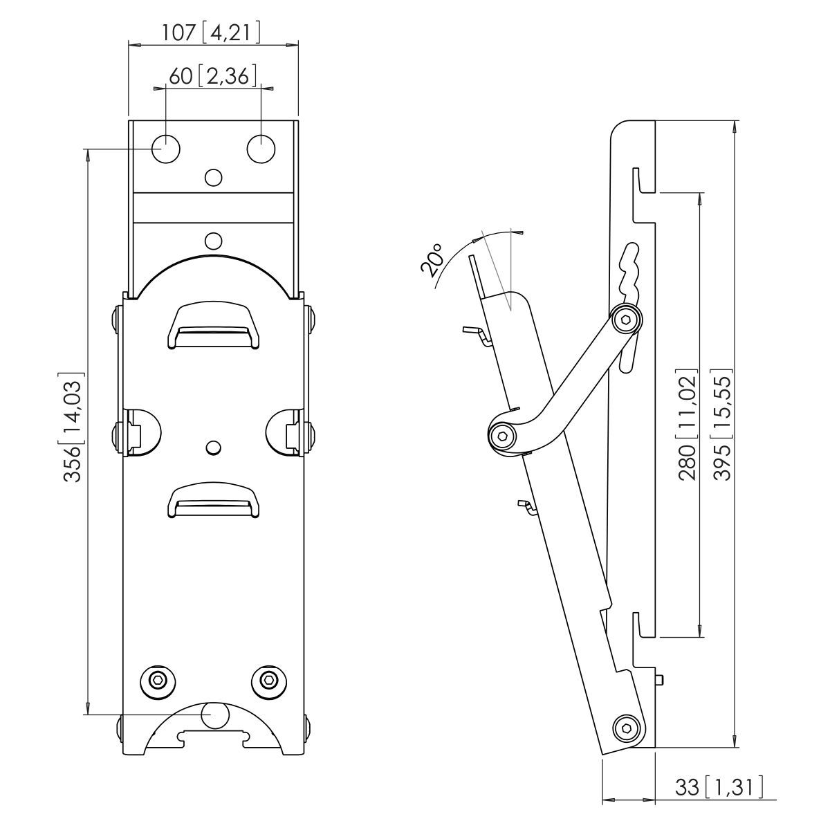 Vogel's PFW 920 Display wall mount tilt silver - Dimensions
