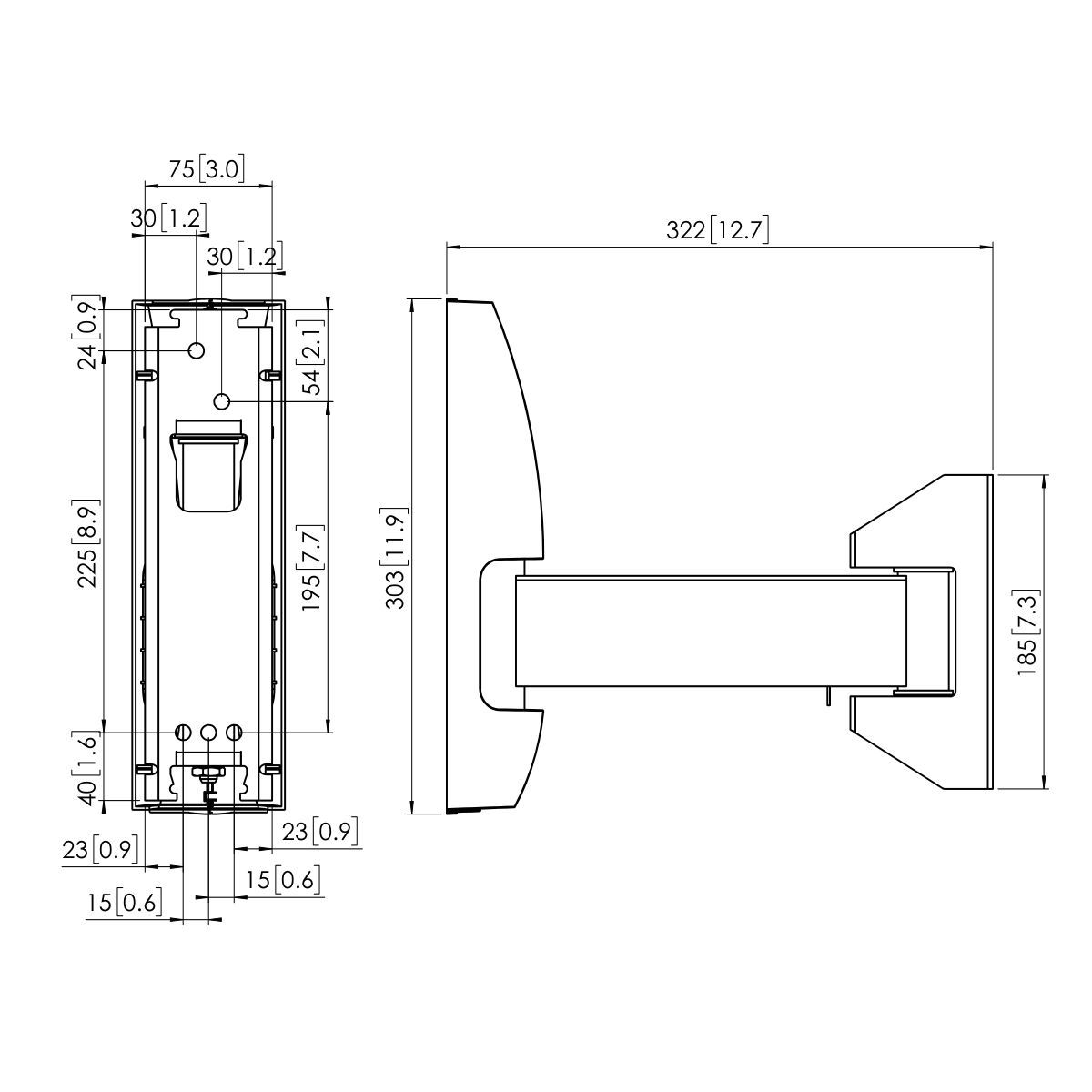 Vogel's PFW 930 Display Wall Mount turn & tilt - Dimensions