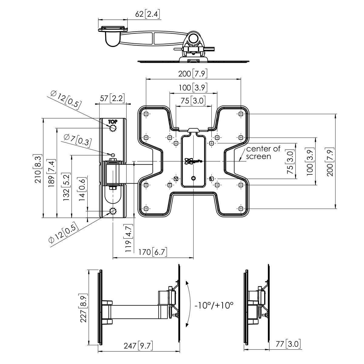 Vogel's PFW 2030 Display Wall Mount Dimensions