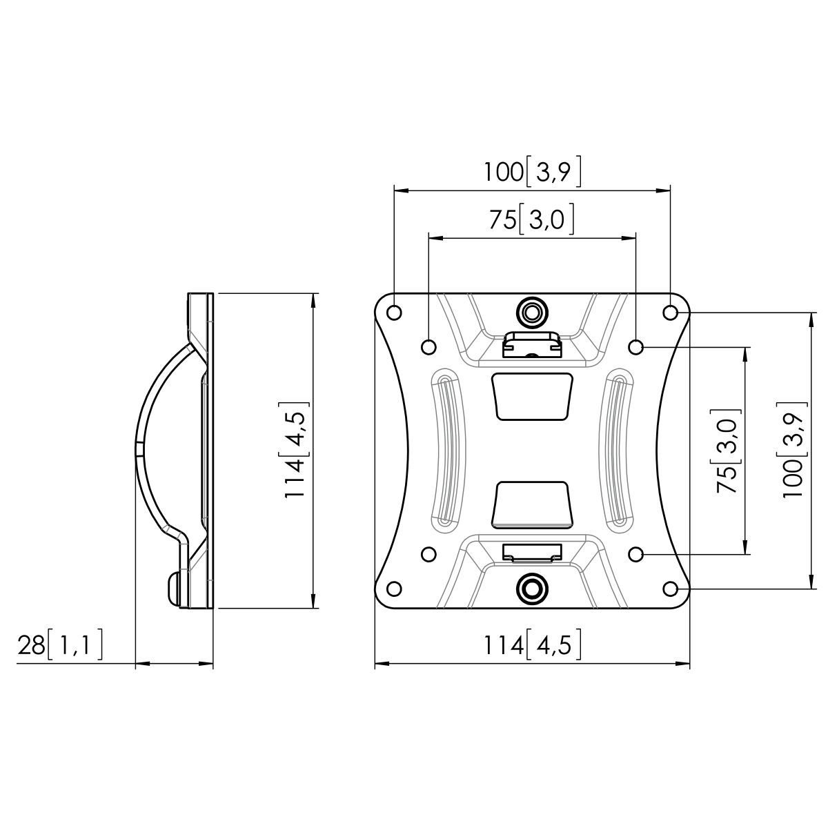 Vogel's FAU-D Display interface - Dimensions
