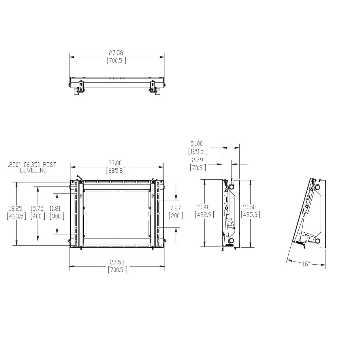 Vogel's Support Mur d'images PFW 6870 - Dimensions