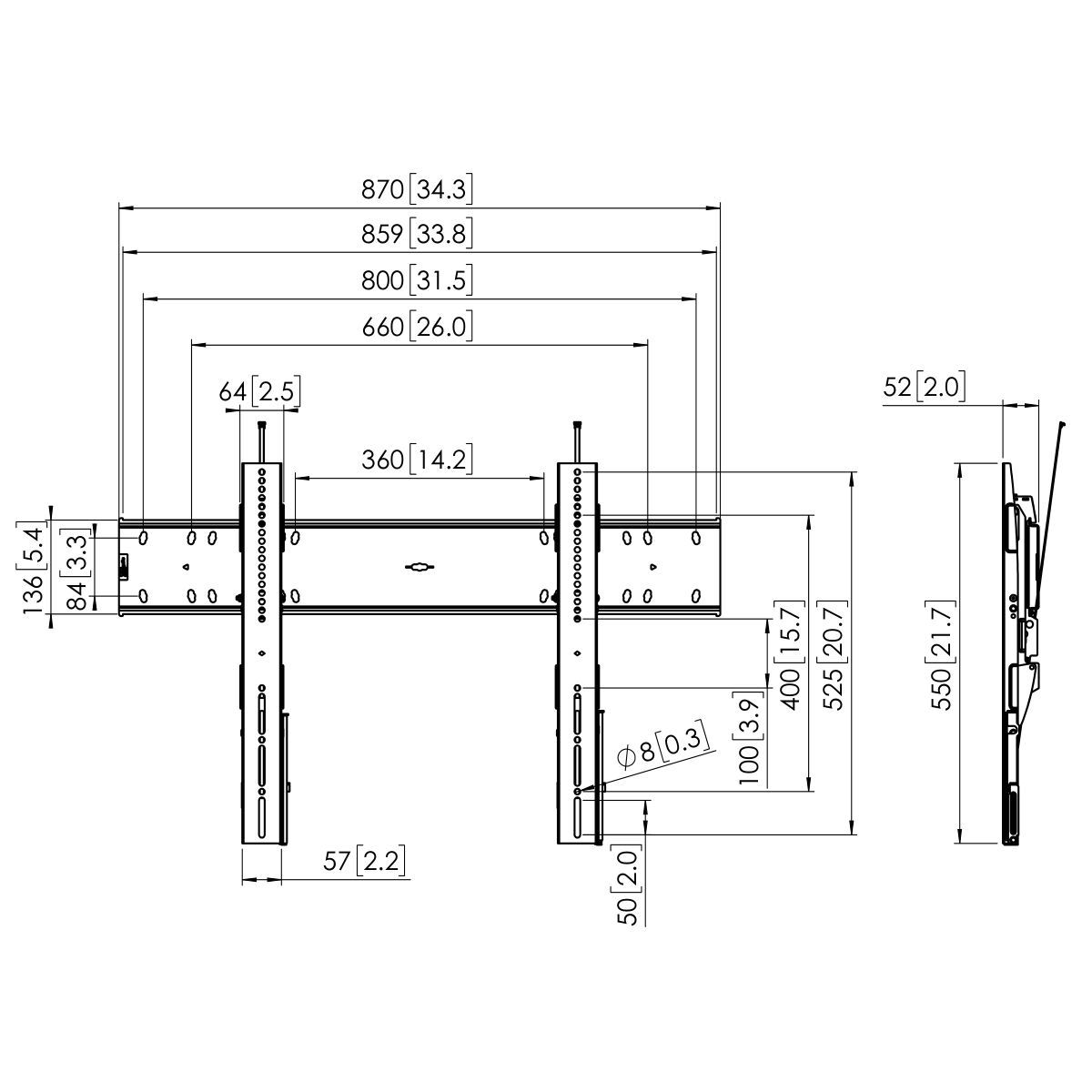 Vogel's PFW 6810 Bildschirm Wandhalterung Dimensions