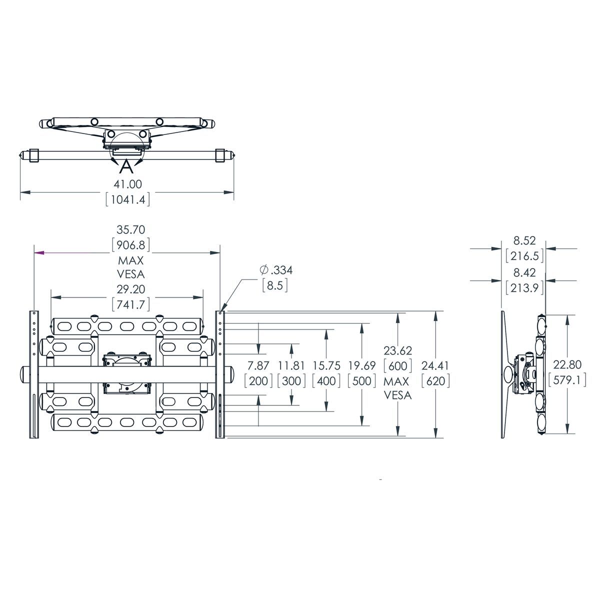 Vogel's PFW 6855 Display Wall Mount - Dimensions