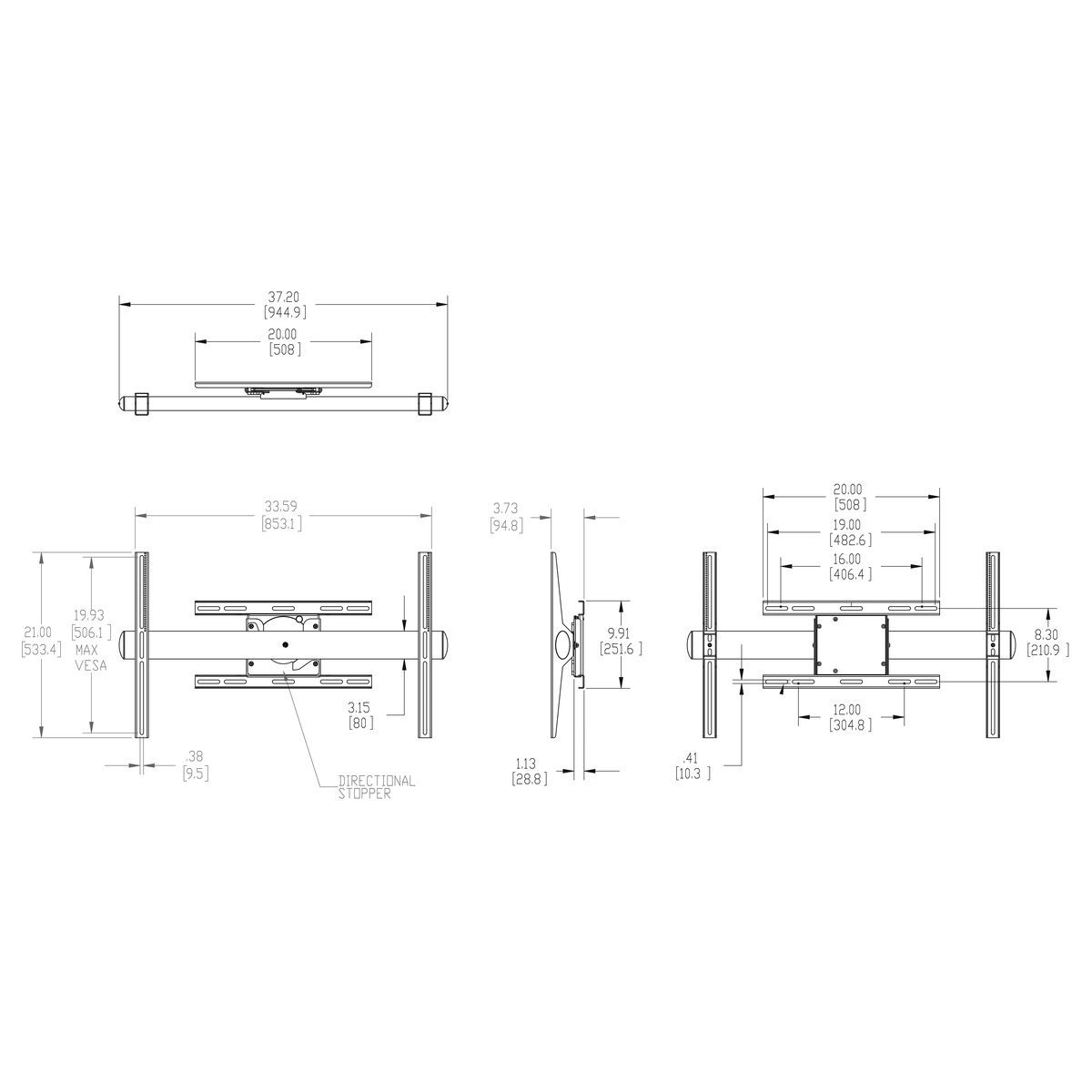 Vogel's PFW 6858 Display Wall Mount - Dimensions