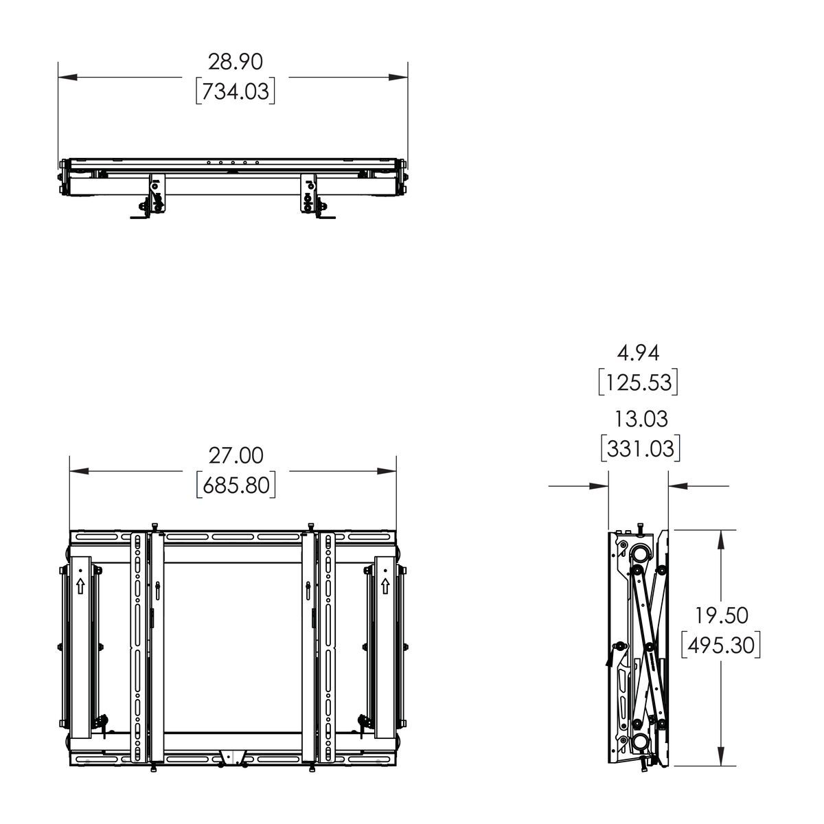 Vogel's PFW 6870 Support Mur d'images escamotable Dimensions