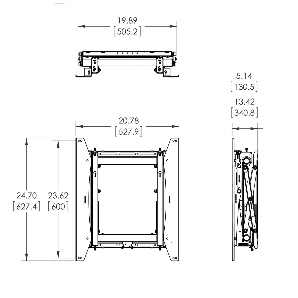 Vogel's PFW 6875 Support Mur d'images escamotable Dimensions