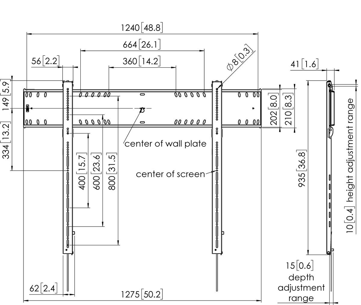 Vogel's PFW 6900 Display Wall Mount Dimensions