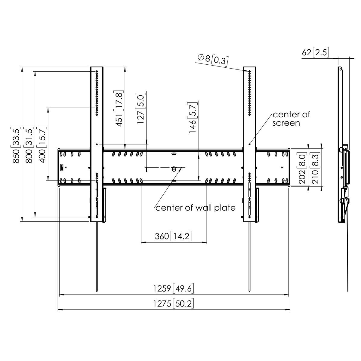 Vogel's PFW 6910 soporte de pared para pantalla Dimensions