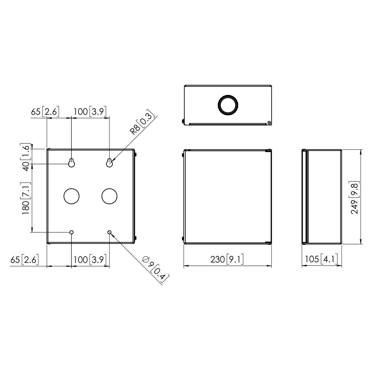 Vogel's PMA 7901 Cajas de pared para entornos médicos - Dimensions