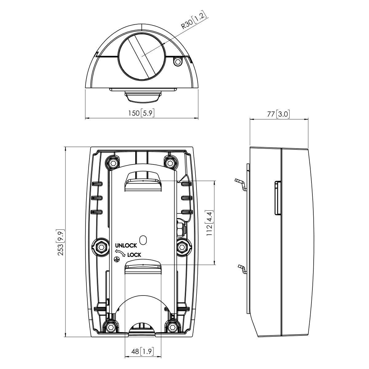 Vogel's PFA 9001 Turn & tilt unit - Dimensions