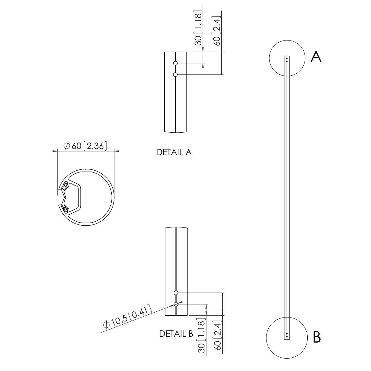 Vogel's PFA 9004 Pole 300 cm (silver) - Dimensions