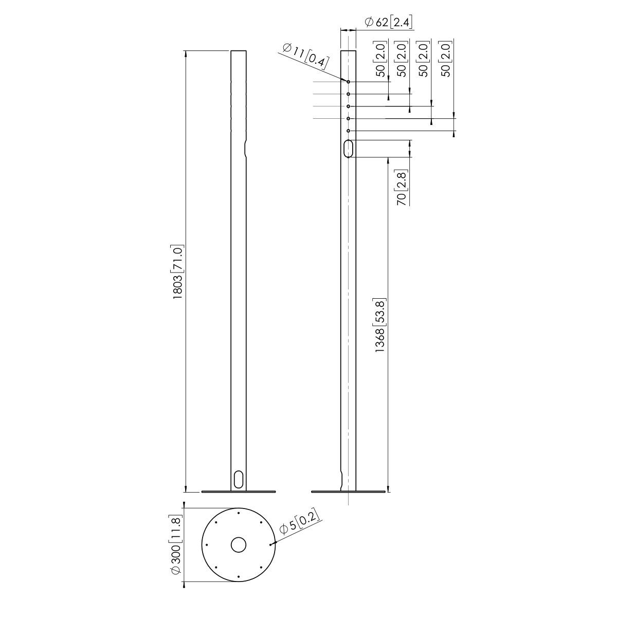 Vogel's PFA 9011 Support monté au sol pour écran - Dimensions