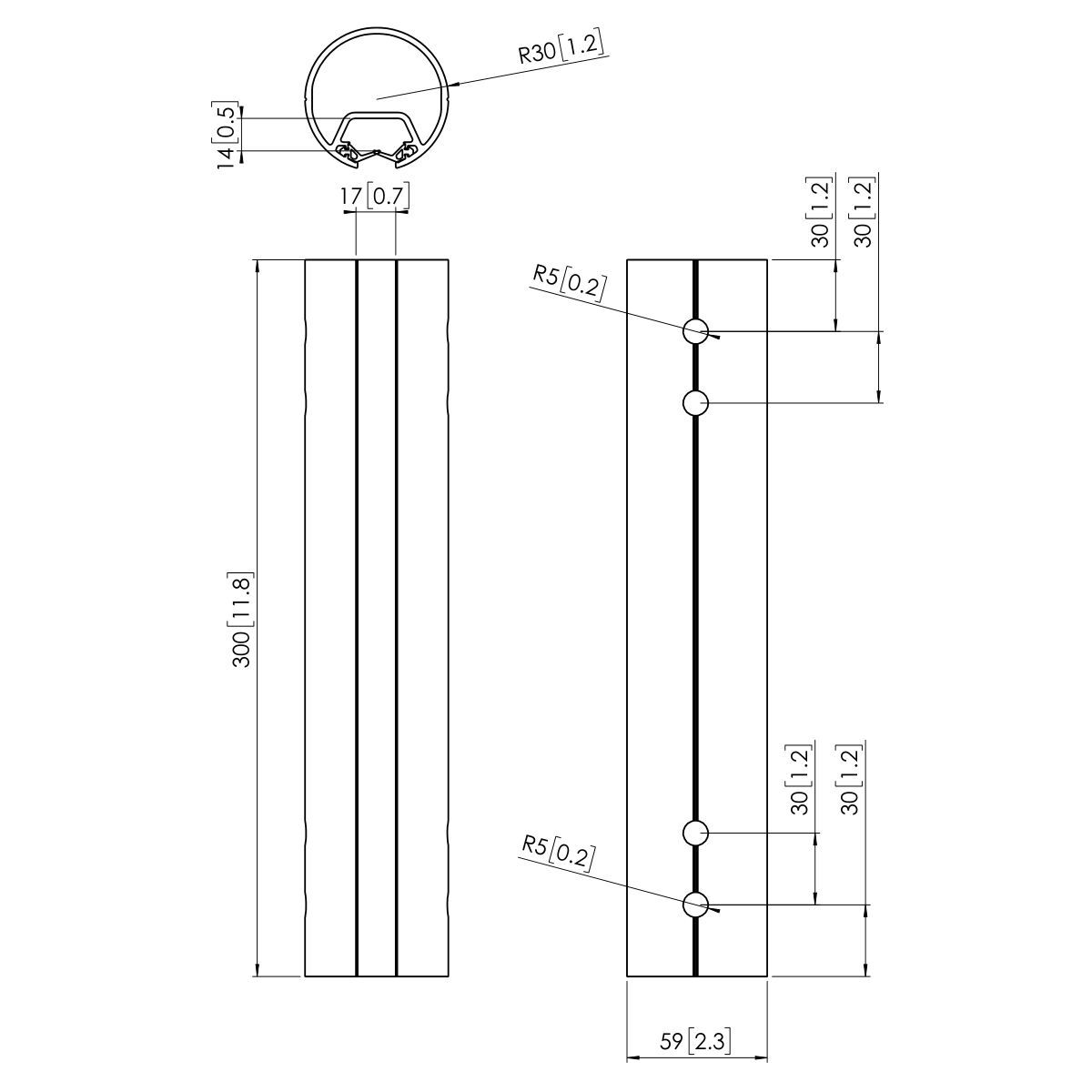 Vogel's PFA 9016 Poteau, argent - Dimensions