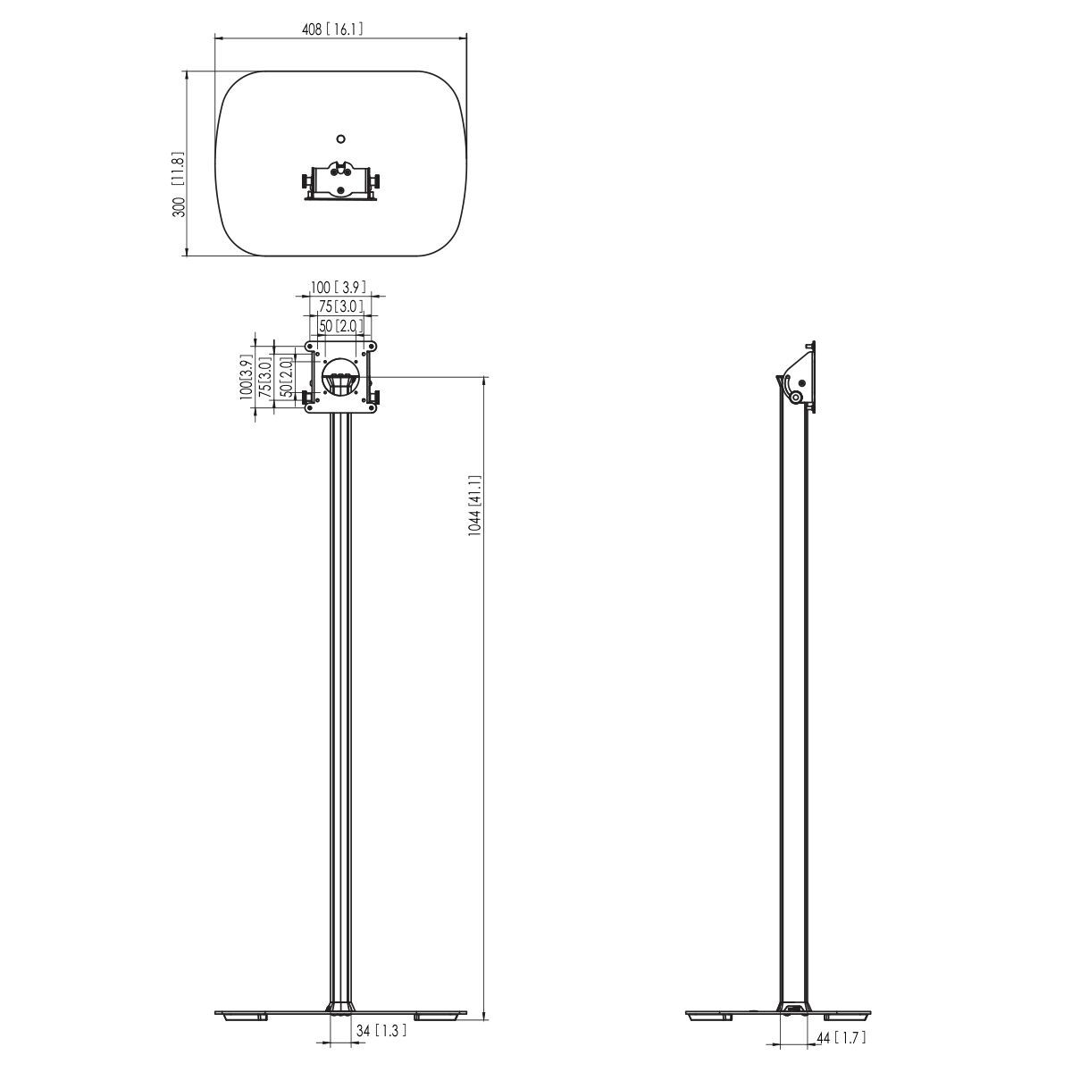 Vogel's PTA 3101 Bodenständer - Dimensions