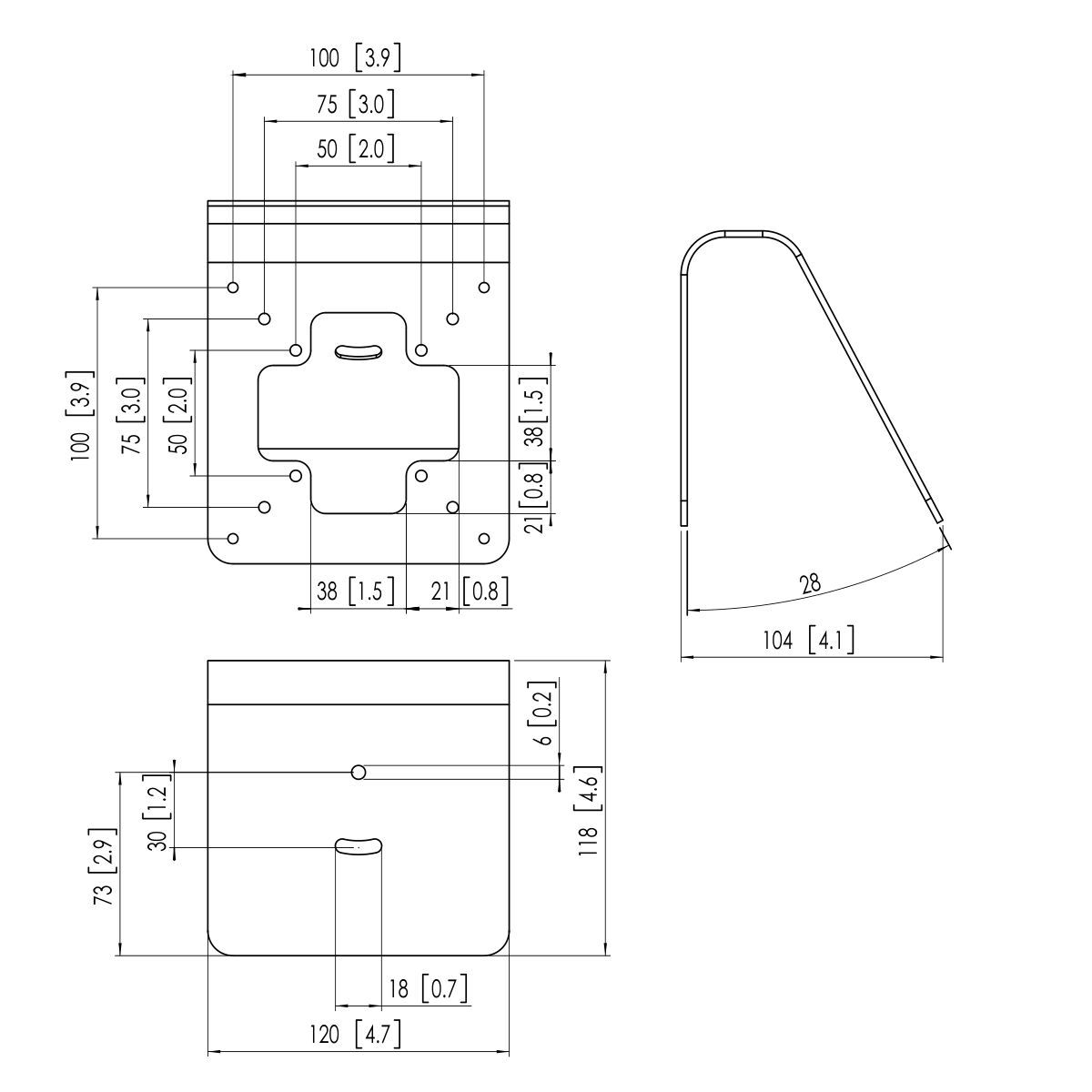 Vogel's PTA 3103 Supports pour murs et tables - Dimensions
