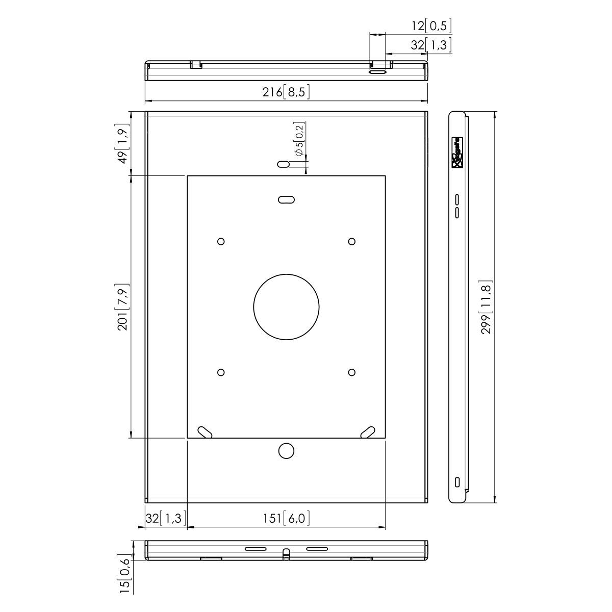 Vogel's PTS 1213 Tablet Holder - Dimensions