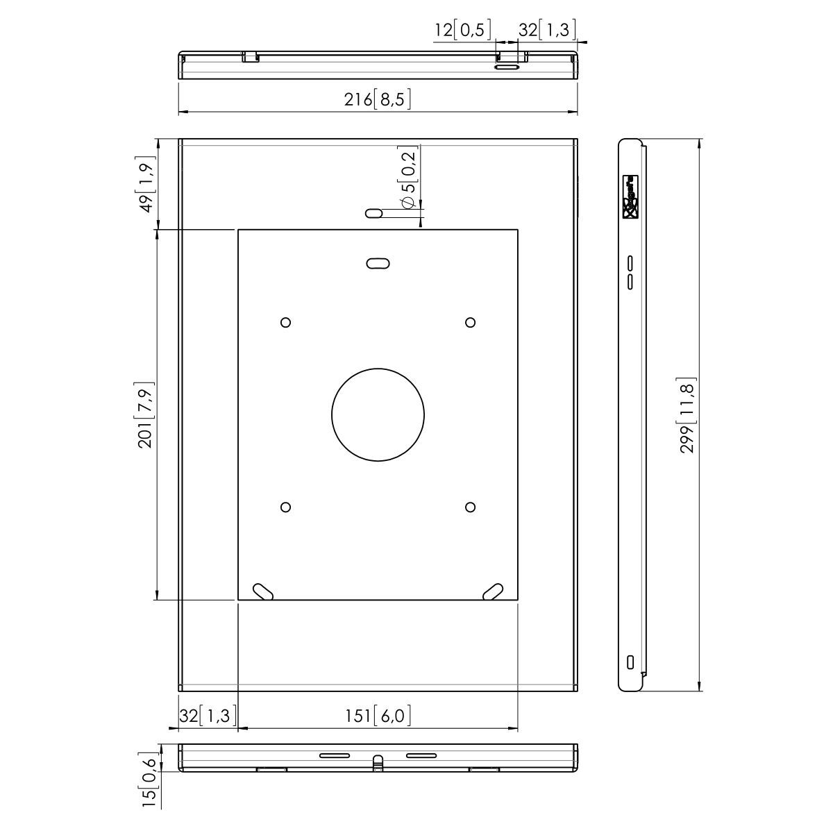 Vogel's PTS 1214 Porte-tablette - Dimensions