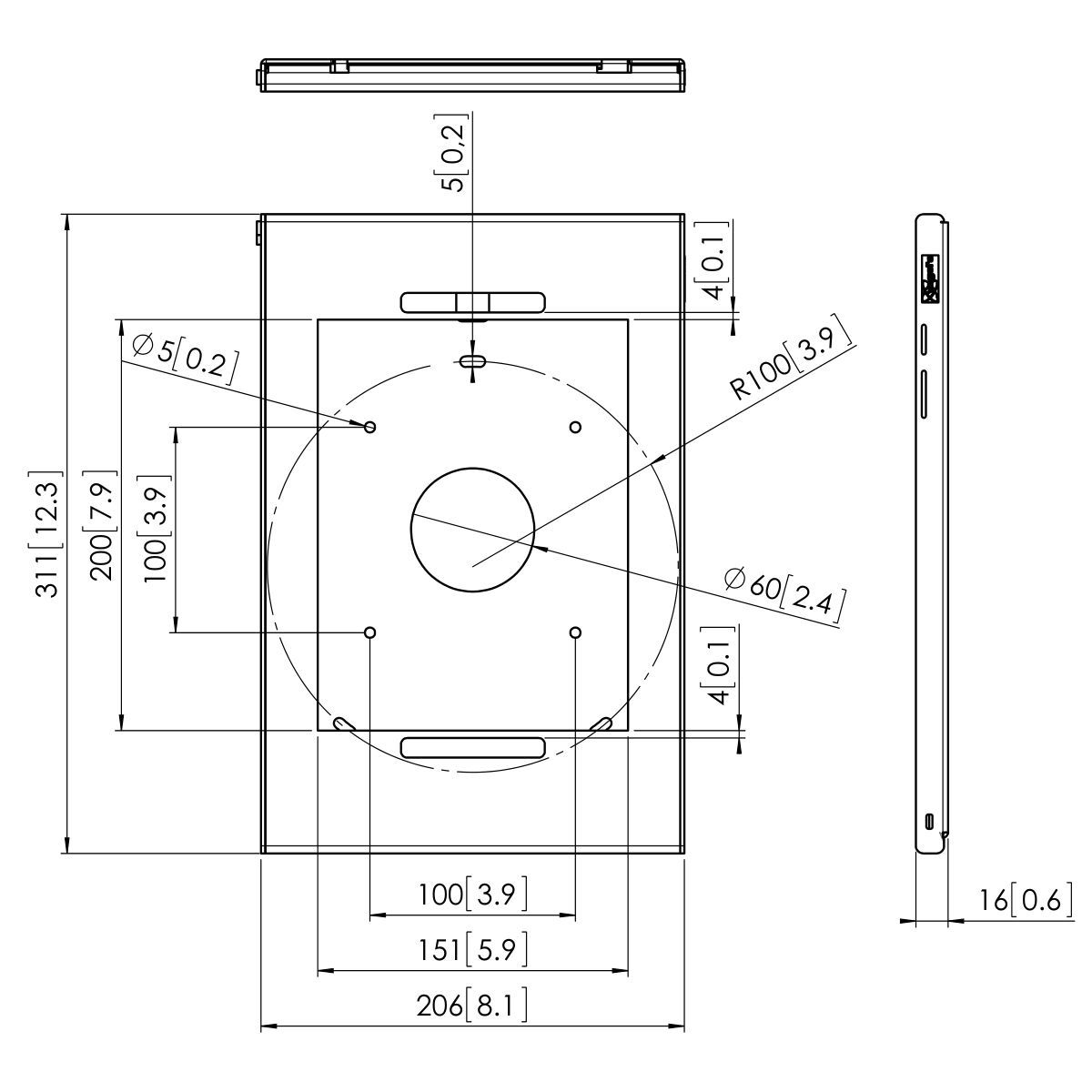 Vogel's PTS 1220 Tablet Holder for Galaxy Tab S3 - Dimensions