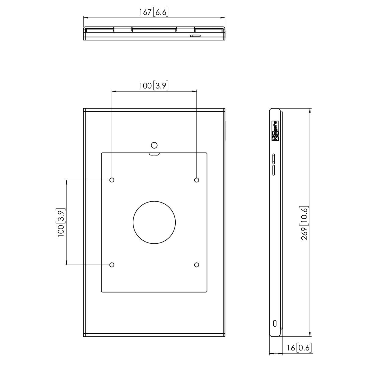 Vogel's PTS 1226 Tablet Holder for iPad mini (2019) - Dimensions