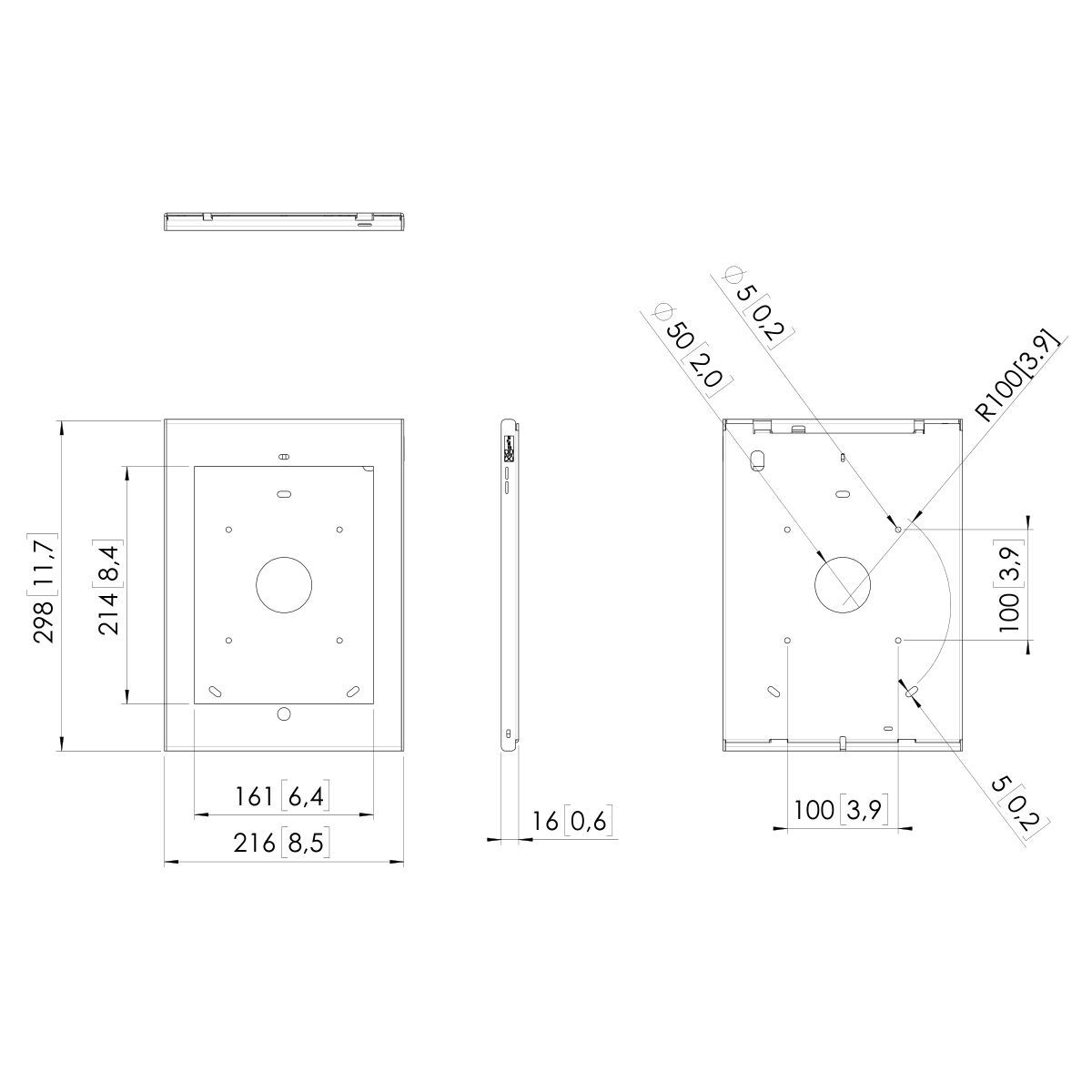 Vogel's PTS 1227 Tablet Holder for iPad Pro 10.5 (2018) & iPad Air 10.5 (2019) - Dimensions