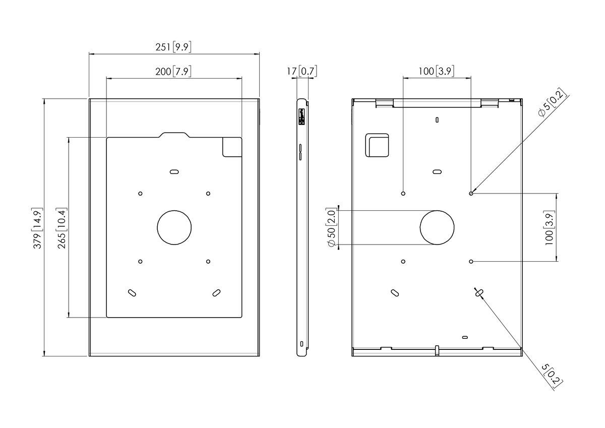 Vogel's PTS 1241 Tablet Holder - Dimensions