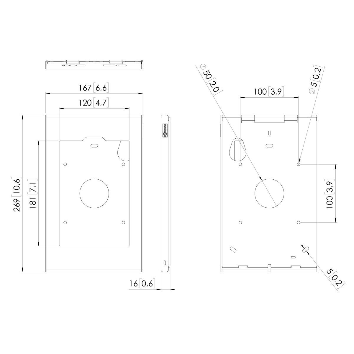 Vogel's PTS 1247 Tablet Holder - Dimensions
